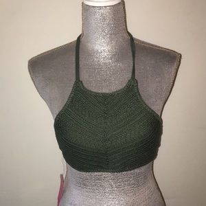 NWT xhilaration green crocheted bikini top